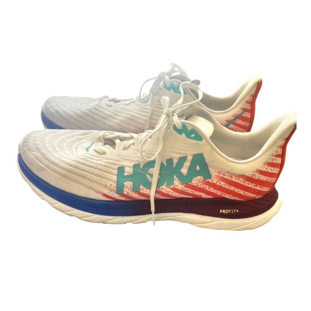 Hoka Mach 5 Womens Running Shoes White Scuba Blue Diva Pink Size 14D